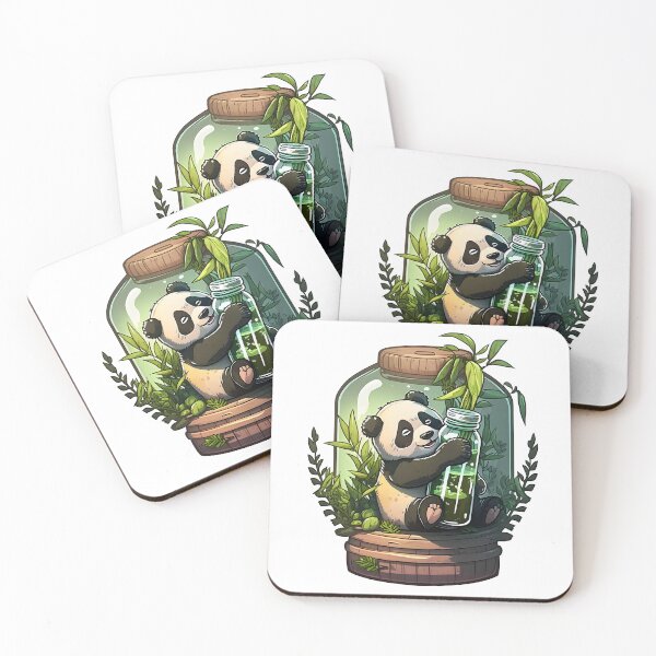 Item preview, Panda in a Jar Hugging Bamboo Drink designed and sold by PawsInAJar.
