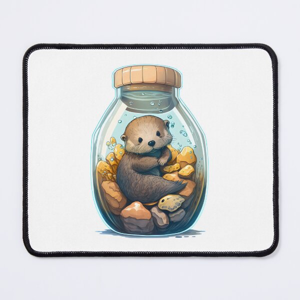 Item preview, Sea Otter in a Jar Relaxing On Rocks designed and sold by PawsInAJar.