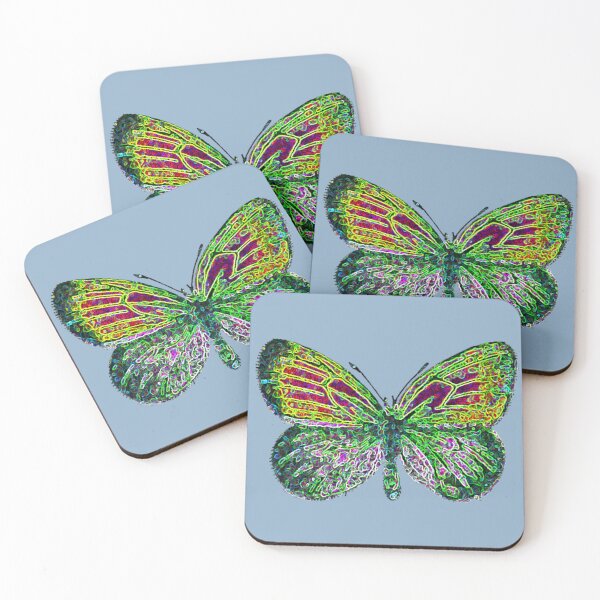 Item preview, Digital Nature Abstract Blue Sky Pearly Heath Butterflies Green Pink Distortion designed and sold by kattakitty.