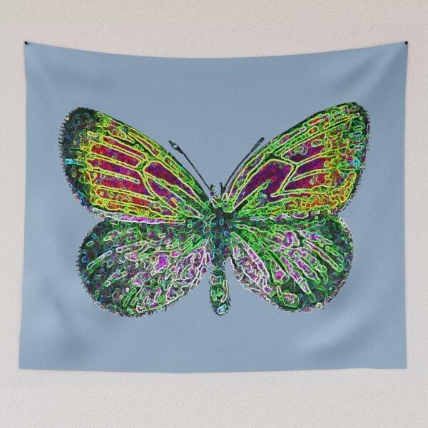 Item preview, Digital Nature Abstract Blue Sky Pearly Heath Butterflies Green Pink Distortion designed and sold by kattakitty.