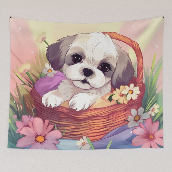 Item preview, Adorable Puppy in a Basket designed and sold by SoloSeal.