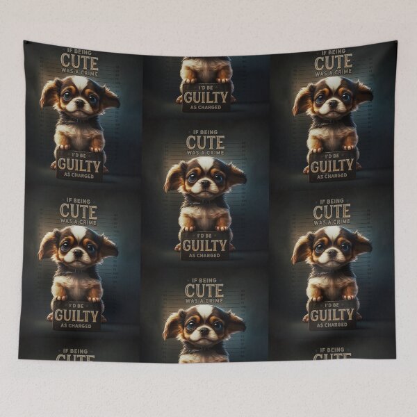 Item preview, If Being Cute Was A Crime, I'd Be Guilty As Charged. Cute puppy mugshot. designed and sold by HappyPrompt.