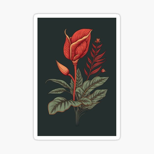 Botanical Art, Boho Exotica, Exotic Art Pattern Sticker