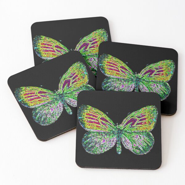 Item preview, Digital Butterfly Nature Abstract Pearly Heath Butterflies Green Pink Distortion designed and sold by kattakitty.