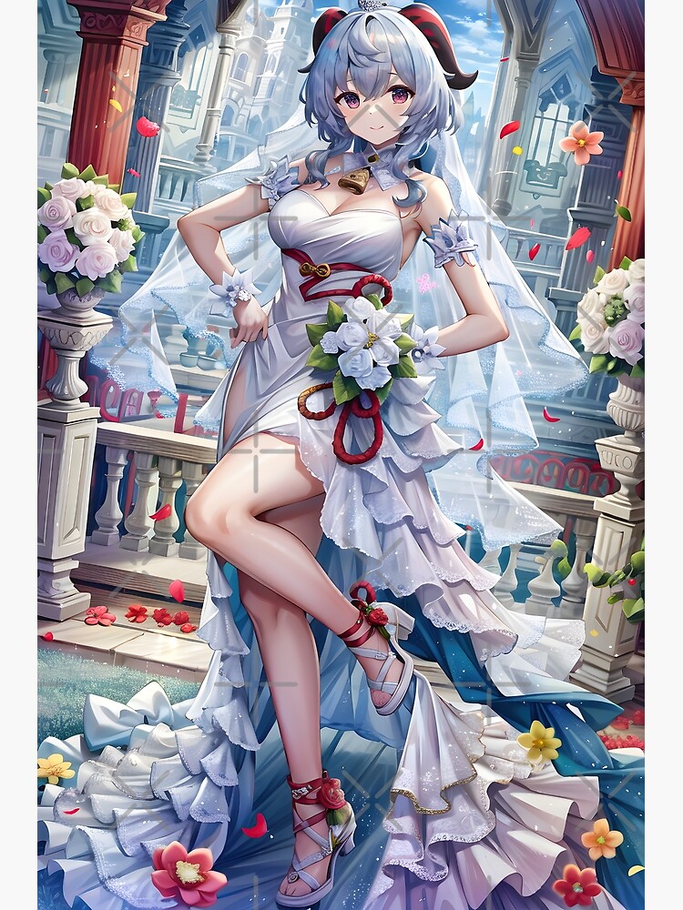 Ganyu Genshin Impact Waifu Wedding Dress Premium Matte Vertical