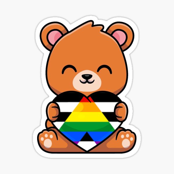 LGBTQ+ Care Bear Holding Pride Flag Sticker | Pride Care Bear Sticker