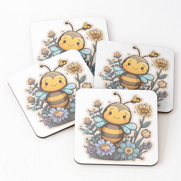 Item preview, Adorable Bee with Flowers Cartoon Art designed and sold by MK3DESIGN.