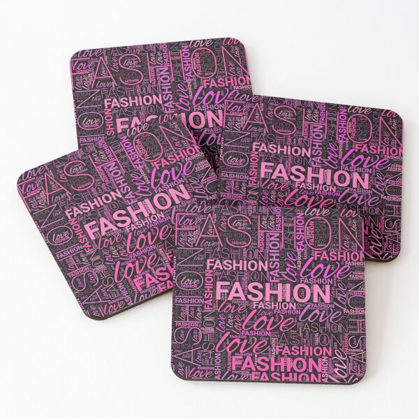 Artikelvorschau, Mode-Wort-Kunst in Pink und Lila auf Schwarz entworfen und verkauft von k9printart.