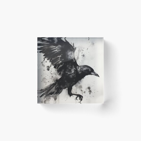 Aperçu de l'œuvre Corbeau d'art à l'encre japonaise créée et vendue par Wenkafonte.