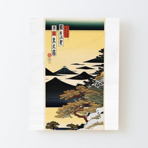 the masters of Japanese Ukiyo-e painting, and mix drawing, painting and digital Wood Mounted Print
