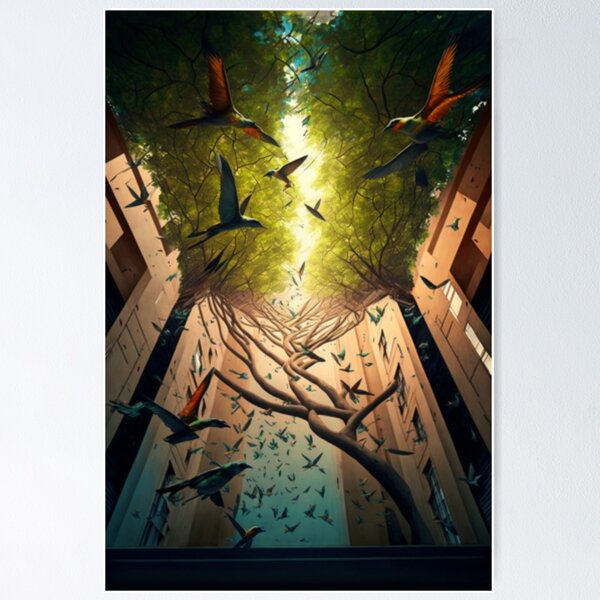 Item preview, Sensation Street Art G-M-Designs flock of birds houses canyon trees designed and sold by G-M-Designs.