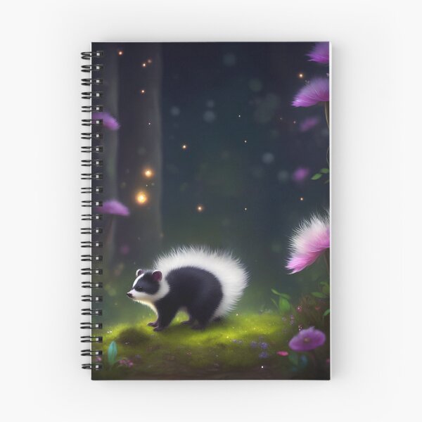 Item preview, Skunk sitting in the forest surrounded by flowers designed and sold by Whimsy Bu.