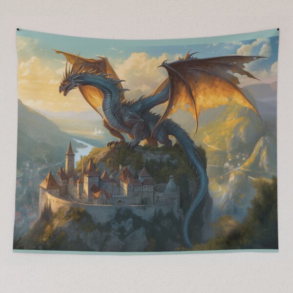 Item preview, Dragon Overlooking a City - Fantasy Art designed and sold by FantasyFusion.