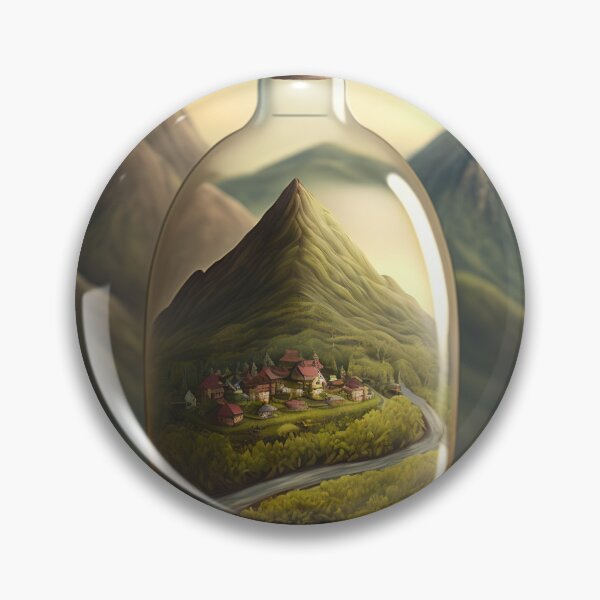 Item preview, Country landscape, mountains, roads, artwork in a glass bottle 5 designed and sold by jetaiart.
