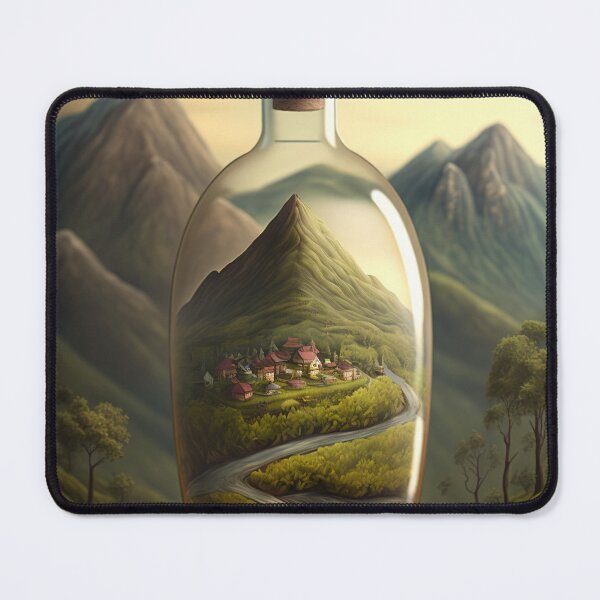 Item preview, Country landscape, mountains, roads, artwork in a glass bottle 5 designed and sold by jetaiart.