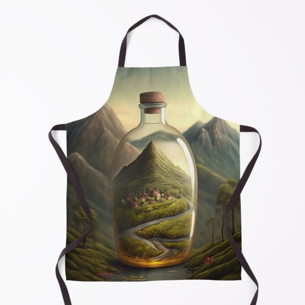 Item preview, Country landscape, mountains, roads, artwork in a glass bottle 5 designed and sold by jetaiart.