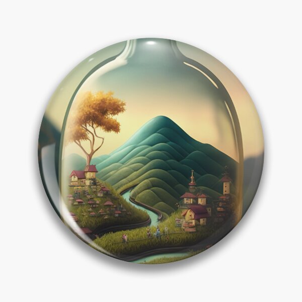 Item preview, Country landscape, mountains, roads, artwork in a glass bottle 5 designed and sold by jetaiart.