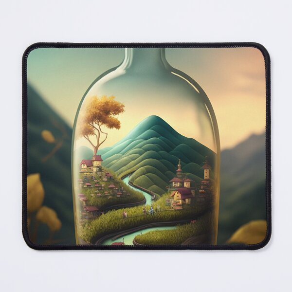 Item preview, Country landscape, mountains, roads, artwork in a glass bottle 5 designed and sold by jetaiart.