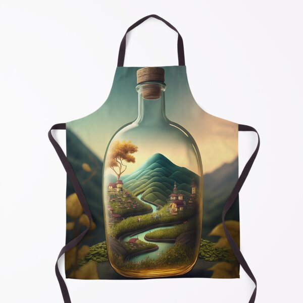 Item preview, Country landscape, mountains, roads, artwork in a glass bottle 5 designed and sold by jetaiart.