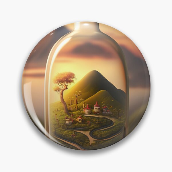 Item preview, Country landscape, mountains, roads, artwork in a glass bottle 6 designed and sold by jetaiart.