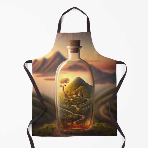 Item preview, Country landscape, mountains, roads, artwork in a glass bottle 6 designed and sold by jetaiart.