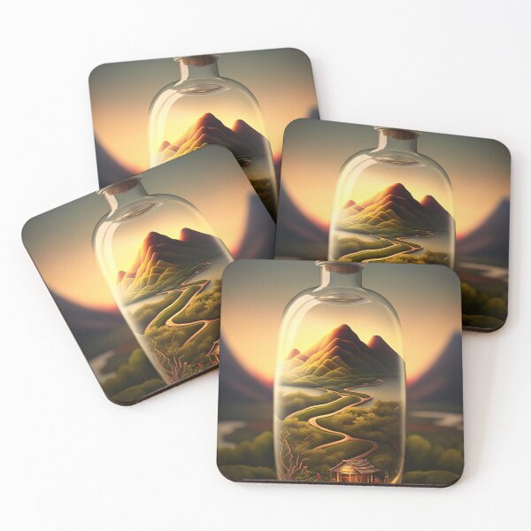 Item preview, Country landscape, mountains, roads, artwork in a glass bottle 7 designed and sold by jetaiart.