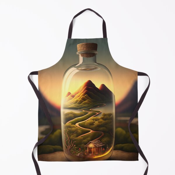 Item preview, Country landscape, mountains, roads, artwork in a glass bottle 7 designed and sold by jetaiart.