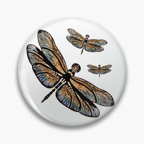 Item preview, colorful dragonflies with golden wings designed and sold by Hennagirl.