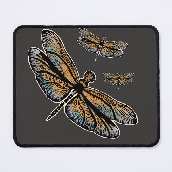 Item preview, colorful dragonflies with golden wings designed and sold by Hennagirl.