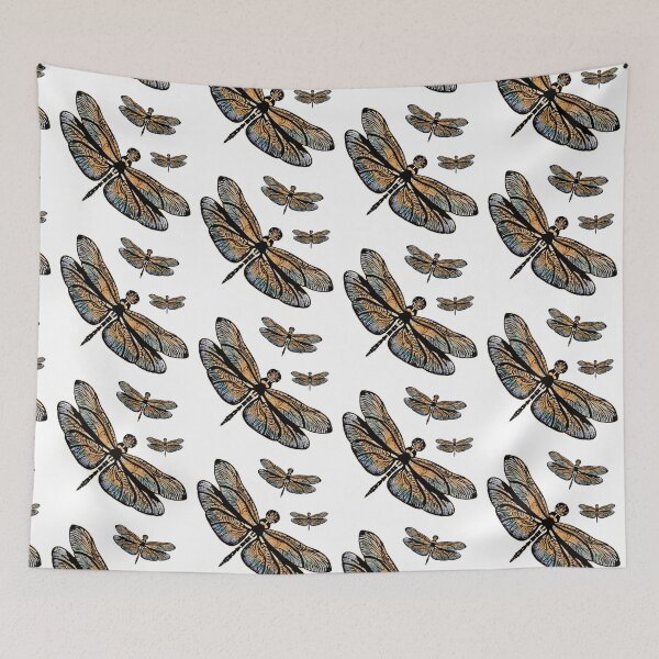 Item preview, colorful dragonflies with golden wings designed and sold by Hennagirl.