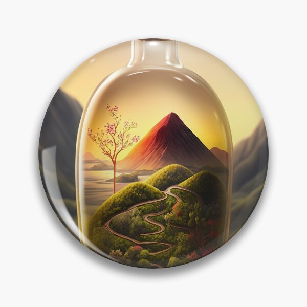 Item preview, Country landscape, mountains, roads, artwork in a glass bottle 8 designed and sold by jetaiart.