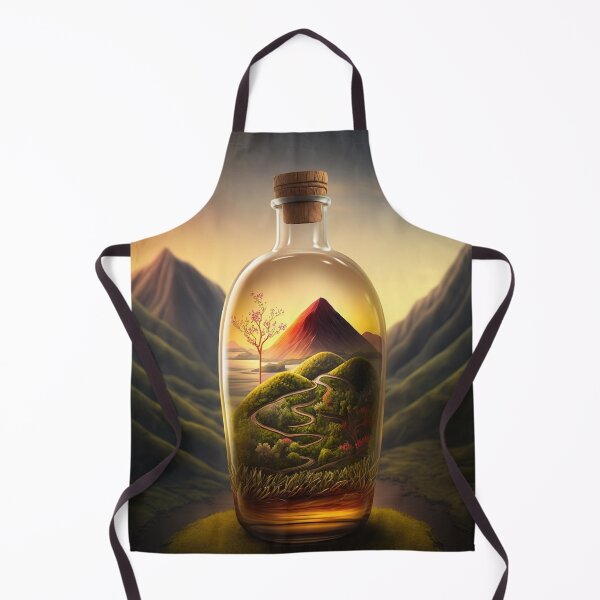 Item preview, Country landscape, mountains, roads, artwork in a glass bottle 8 designed and sold by jetaiart.