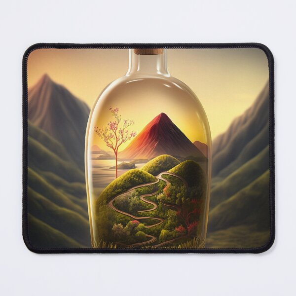 Item preview, Country landscape, mountains, roads, artwork in a glass bottle 8 designed and sold by jetaiart.