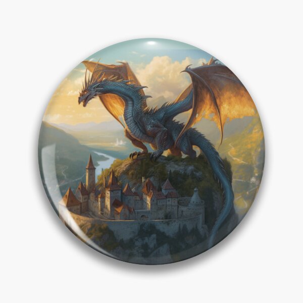 Item preview, Dragon Overlooking a City - Fantasy Art designed and sold by FantasyFusion.
