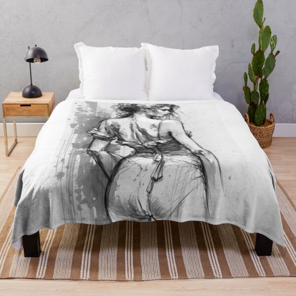 Item preview, Beautiful Woman grayscale sketch, wall art designed and sold by CanyonGarageArt.