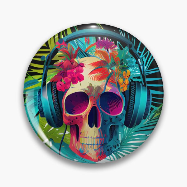 Item preview, Tropical Skull with Headphones designed and sold by FiveIntentions.