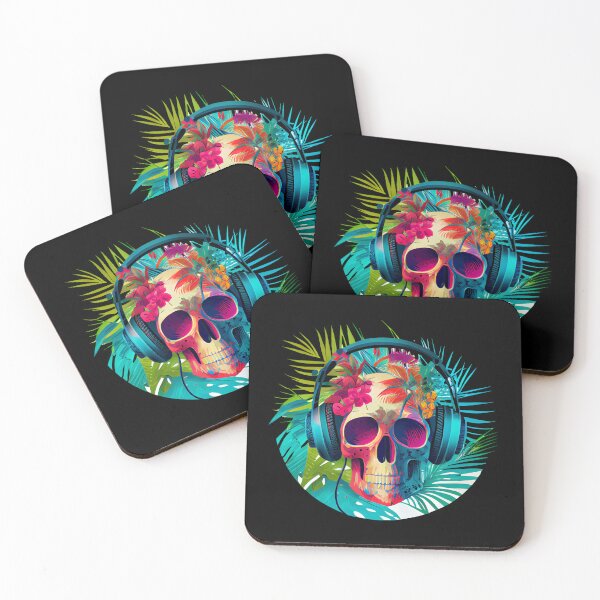 Item preview, Tropical Skull with Headphones designed and sold by FiveIntentions.