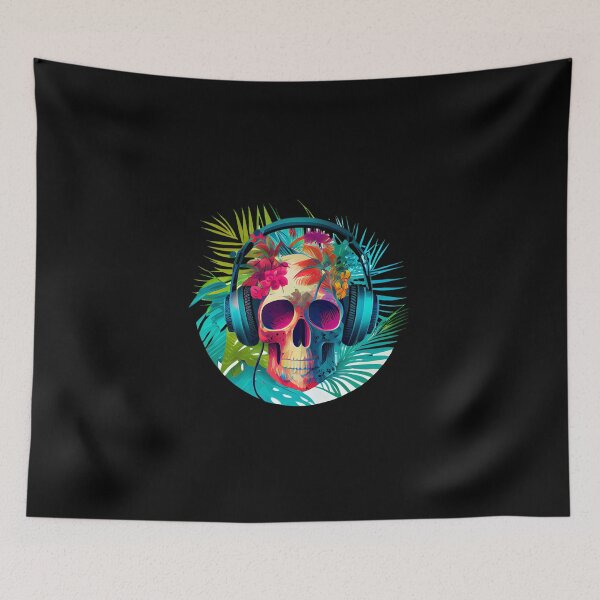 Item preview, Tropical Skull with Headphones designed and sold by FiveIntentions.