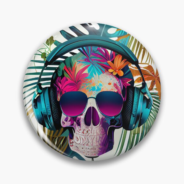 Item preview, Tropical Skull with Sunglasses and Headphones designed and sold by FiveIntentions.