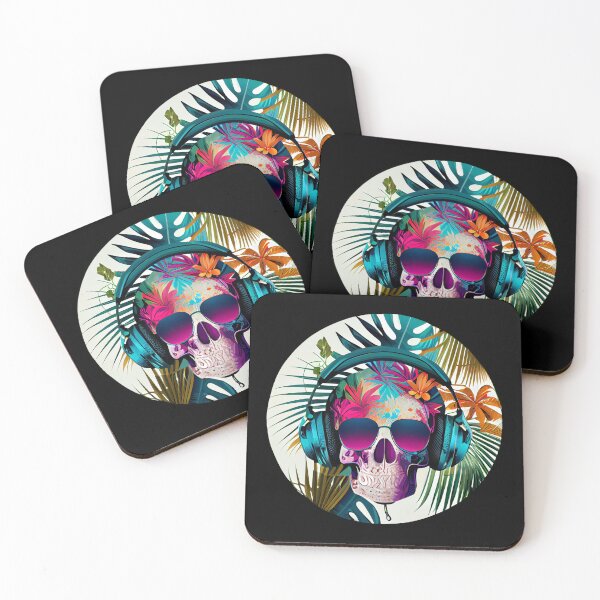 Item preview, Tropical Skull with Sunglasses and Headphones designed and sold by FiveIntentions.