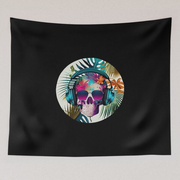 Item preview, Tropical Skull with Sunglasses and Headphones designed and sold by FiveIntentions.