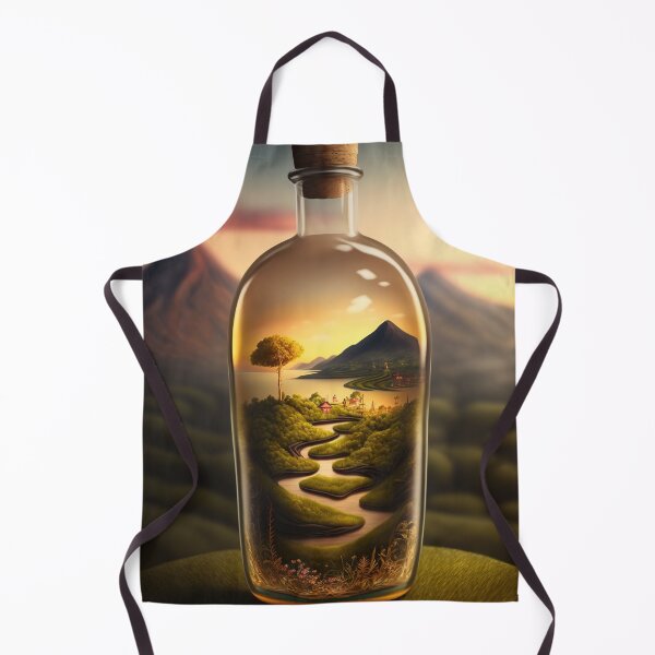 Item preview, Country landscape, mountains, roads, artwork in a glass bottle 9 designed and sold by jetaiart.