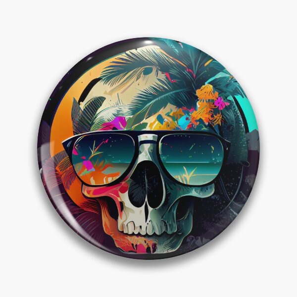 Item preview, Tropical Skull with Sunglasses at Dusk designed and sold by FiveIntentions.