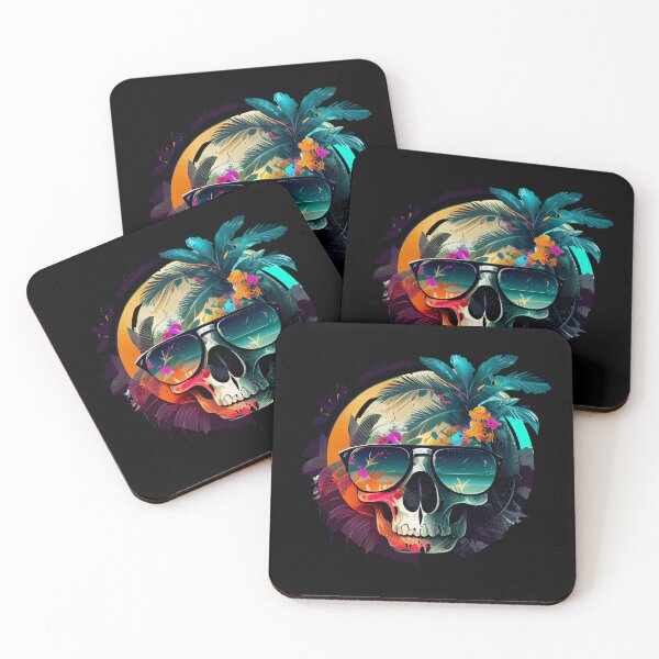 Item preview, Tropical Skull with Sunglasses at Dusk designed and sold by FiveIntentions.