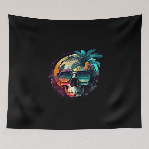 Item preview, Tropical Skull with Sunglasses at Dusk designed and sold by FiveIntentions.