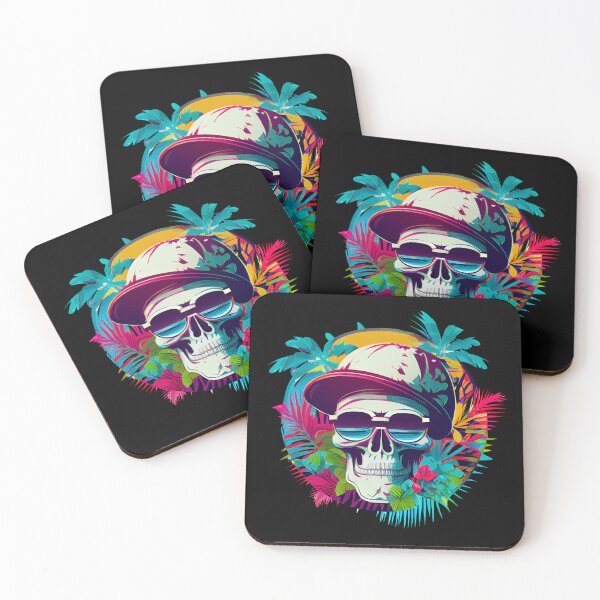 Item preview, Tropical Skull with Sunglasses and Baseball Cap designed and sold by FiveIntentions.