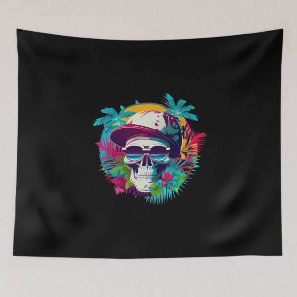 Item preview, Tropical Skull with Sunglasses and Baseball Cap designed and sold by FiveIntentions.