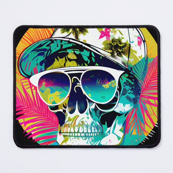 Item preview, Retro Tropical Skull with Sunglasses and Baseball Cap designed and sold by FiveIntentions.