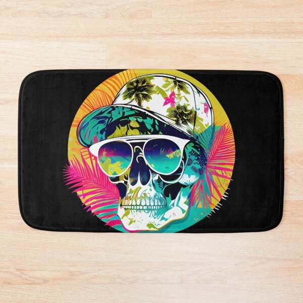 Item preview, Retro Tropical Skull with Sunglasses and Baseball Cap designed and sold by FiveIntentions.