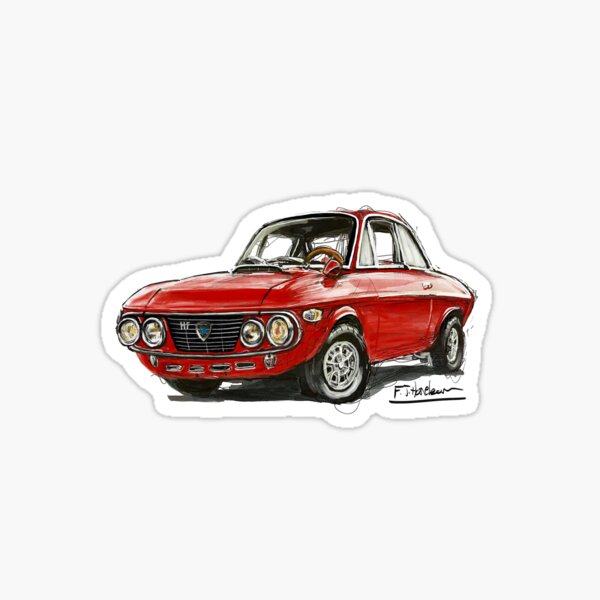 Item preview, Cartoon-style Lancia Fulvia illustration designed and sold by Francohanekom.